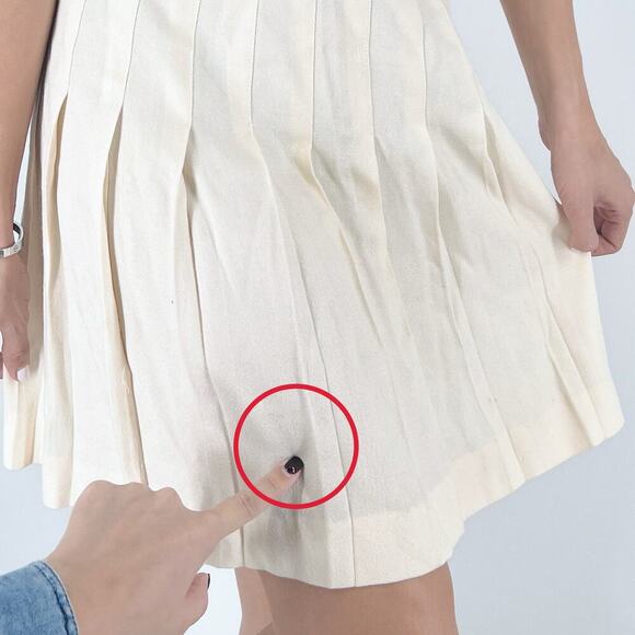 Vintage Express Cream Ivory Pleated Mini Skirt Size 7/8 Small - Picture 5 of 6